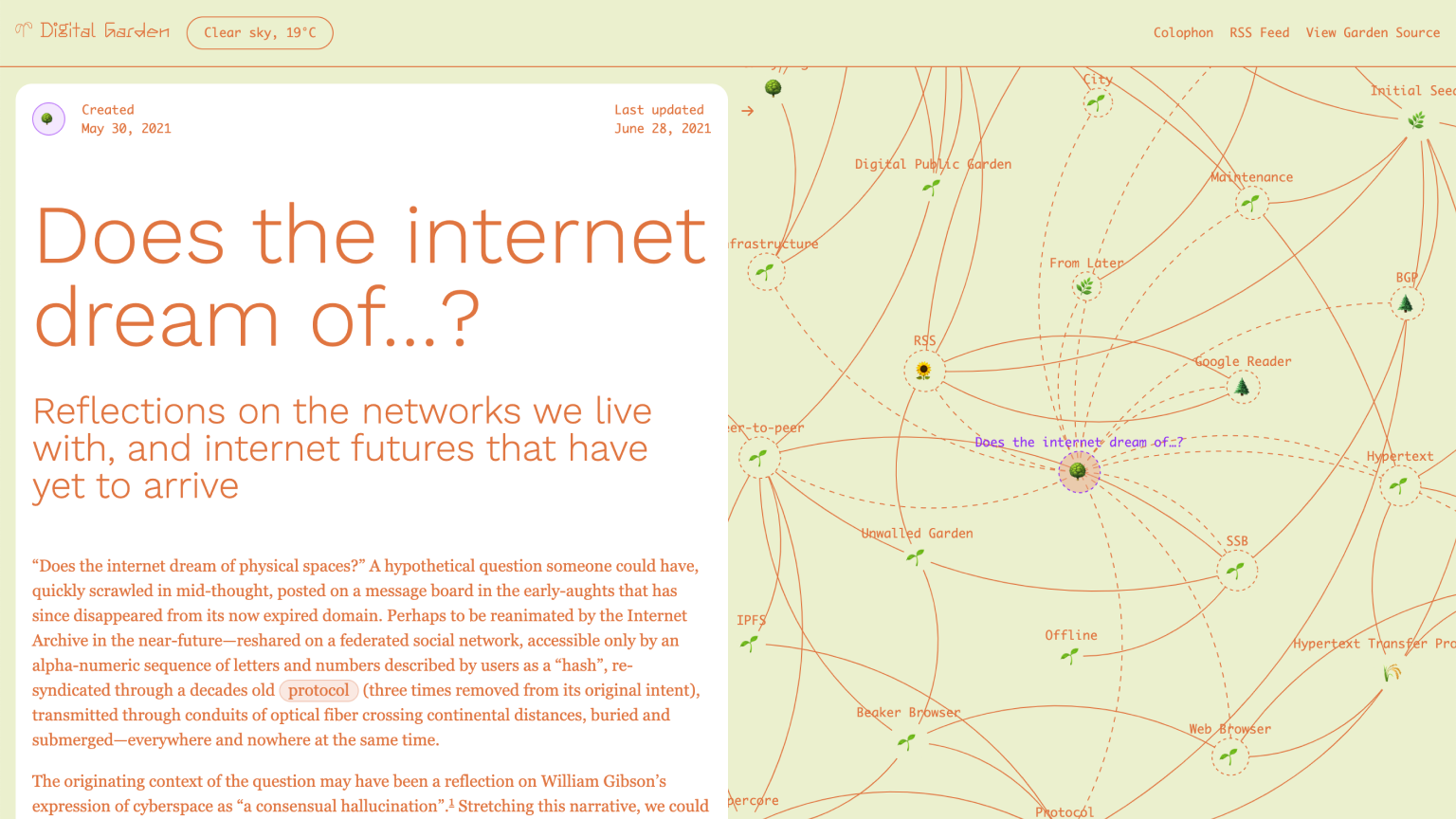 an article overlaid on a network of nodes